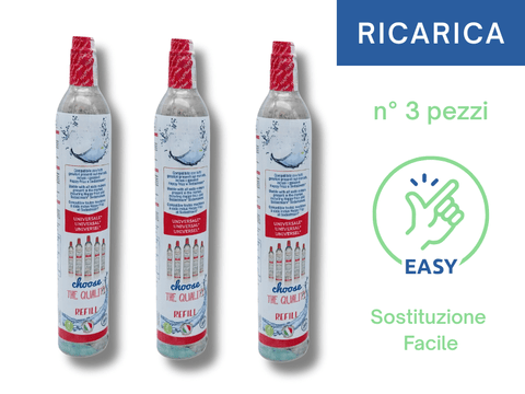 Set 3 Bombole CO₂ – Ricarica Vuoto per Pieno con Ritiro Incluso - Sistema Filtrazione Acqua - AcquaX