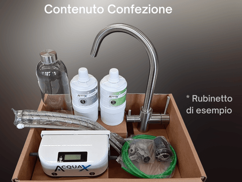 Sistema Completo Microfiltrazione con Rubinetto Canna Squadra - PVD Metal - Sistema Filtrazione Acqua - AcquaX