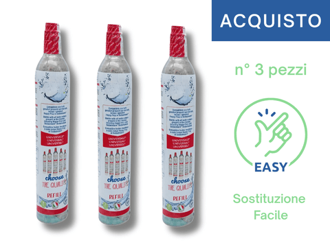 Set 3 Bombole CO₂ per Gasatori – Acquisto iniziale - Sistema Filtrazione Acqua - AcquaX